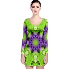 Abstract Background Art  Pattern Long Sleeve Velvet Bodycon Dress