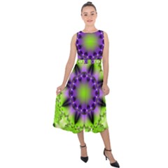 Abstract Background Art  Pattern Midi Tie-back Chiffon Dress by Celenk