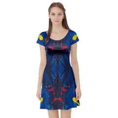 Kaleidoscope Art Pattern Ornament Short Sleeve Skater Dress by Celenk