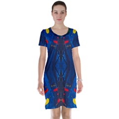 Kaleidoscope Art Pattern Ornament Short Sleeve Nightdress by Celenk