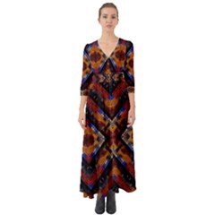 Kaleidoscope Art Pattern Ornament Button Up Boho Maxi Dress by Celenk