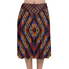 Kaleidoscope Art Pattern Ornament Velvet Flared Midi Skirt