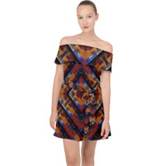 Kaleidoscope Art Pattern Ornament Off Shoulder Chiffon Dress