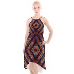 Kaleidoscope Art Pattern Ornament High-low Halter Chiffon Dress 