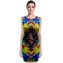 Kaleidoscope Art Pattern Ornament Sleeveless Velvet Midi Dress