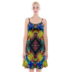 Kaleidoscope Art Pattern Ornament Spaghetti Strap Velvet Dress