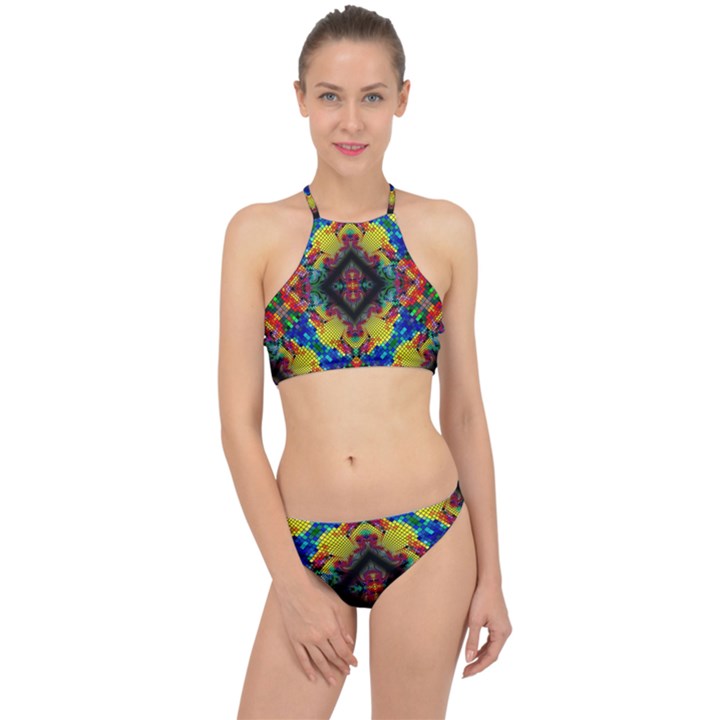 Kaleidoscope Art Pattern Ornament Racer Front Bikini Set