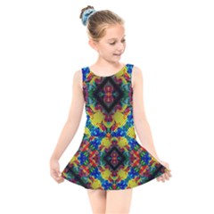 Kaleidoscope Art Pattern Ornament Kids  Skater Dress Swimsuit