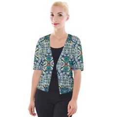 Pattern Design Pattern Geometry Cropped Button Cardigan