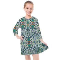 Pattern Design Pattern Geometry Kids  Quarter Sleeve Shirt Dress by Celenk