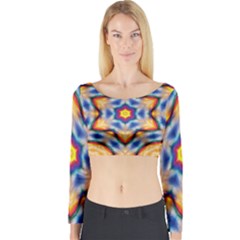 Pattern Abstract Background Art Long Sleeve Crop Top by Celenk