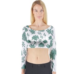 Flower Pattern Pattern Design Long Sleeve Crop Top by Celenk