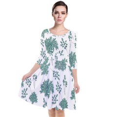 Flower Pattern Pattern Design Quarter Sleeve Waist Band Dress by Celenk