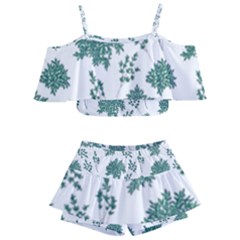 Flower Pattern Pattern Design Kids  Off Shoulder Skirt Bikini