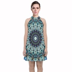 Pattern Abstract Background Art Velvet Halter Neckline Dress 