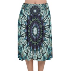 Pattern Abstract Background Art Velvet Flared Midi Skirt