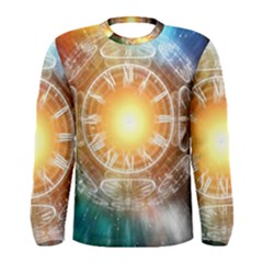 Universe Galaxy Sun Clock Time Men s Long Sleeve Tee