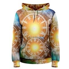 Universe Galaxy Sun Clock Time Women s Pullover Hoodie