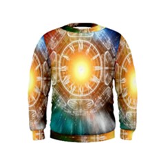 Universe Galaxy Sun Clock Time Kids  Sweatshirt