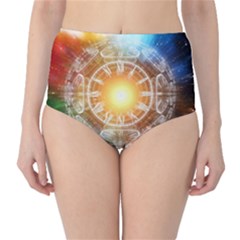 Universe Galaxy Sun Clock Time Classic High-waist Bikini Bottoms by Celenk