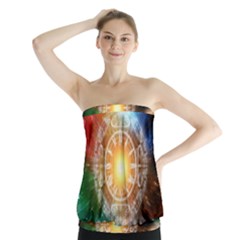 Universe Galaxy Sun Clock Time Strapless Top by Celenk