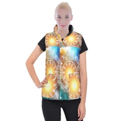 Universe Galaxy Sun Clock Time Women s Button Up Vest by Celenk