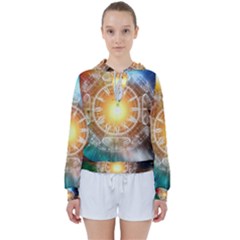 Universe Galaxy Sun Clock Time Women s Tie Up Sweat by Celenk