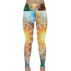 Universe Galaxy Sun Clock Time Lightweight Velour Classic Yoga Leggings