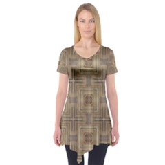 Abstract Wood Design Floor Texture Short Sleeve Tunic  by Celenk