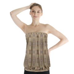 Abstract Wood Design Floor Texture Strapless Top by Celenk