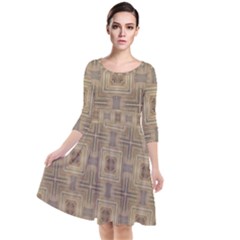 Abstract Wood Design Floor Texture Quarter Sleeve Waist Band Dress by Celenk