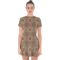 Abstract Wood Design Floor Texture Drop Hem Mini Chiffon Dress by Celenk