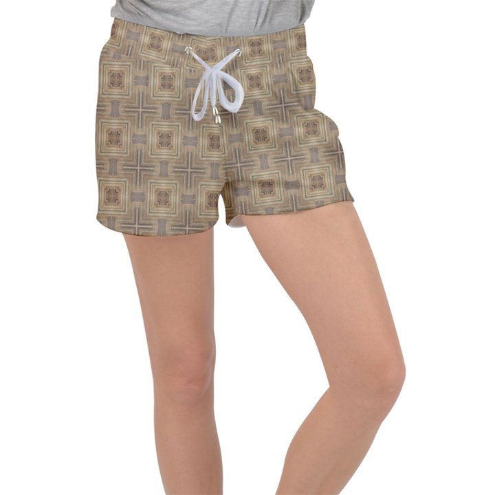 Abstract Wood Design Floor Texture Women s Velour Lounge Shorts