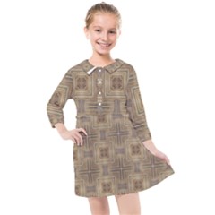 Abstract Wood Design Floor Texture Kids  Quarter Sleeve Shirt Dress by Celenk