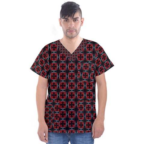 Pattern Design Artistic Decor Men s V-neck Scrub Top by Celenk