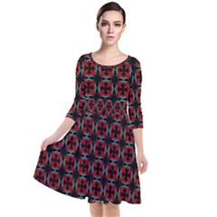 Pattern Design Artistic Decor Quarter Sleeve Waist Band Dress