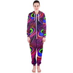 Peacock Feathers Color Plumage Hooded Jumpsuit (ladies) 