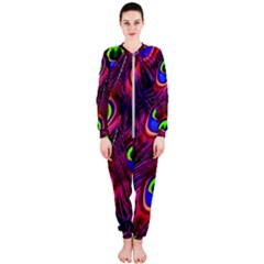 Peacock Feathers Color Plumage Onepiece Jumpsuit (ladies)  by Celenk