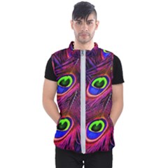 Peacock Feathers Color Plumage Men s Puffer Vest by Celenk