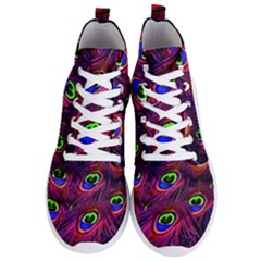 Peacock Feathers Color Plumage Men s Lightweight High Top Sneakers by Celenk