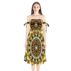 Pattern Abstract Background Art Shoulder Tie Bardot Midi Dress by Celenk