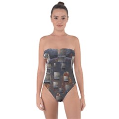 Background Metal Pattern Texture Tie Back One Piece Swimsuit by Celenk