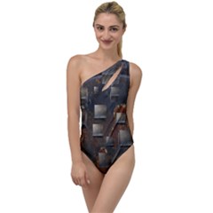 Background Metal Pattern Texture To One Side Swimsuit by Celenk