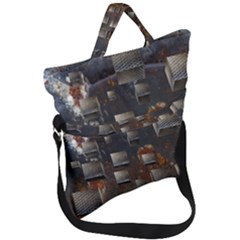 Background Metal Pattern Texture Fold Over Handle Tote Bag