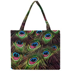 Peacock Feathers Color Plumage Mini Tote Bag by Celenk