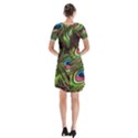 Peacock Feathers Color Plumage Short Sleeve V-neck Flare Dress View2