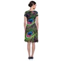 Peacock Feathers Color Plumage Short Sleeve Front Wrap Dress View2