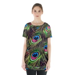 Peacock Feathers Color Plumage Skirt Hem Sports Top by Celenk