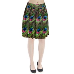 Peacock Feathers Color Plumage Pleated Skirt by Celenk