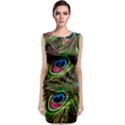 Peacock Feathers Color Plumage Sleeveless Velvet Midi Dress View1